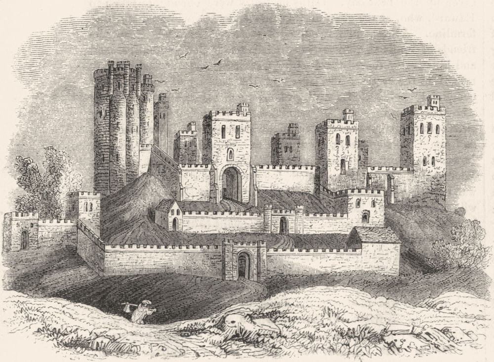 YORKS. Pontefract Castle, Temp, Charles II 1845 old antique print picture